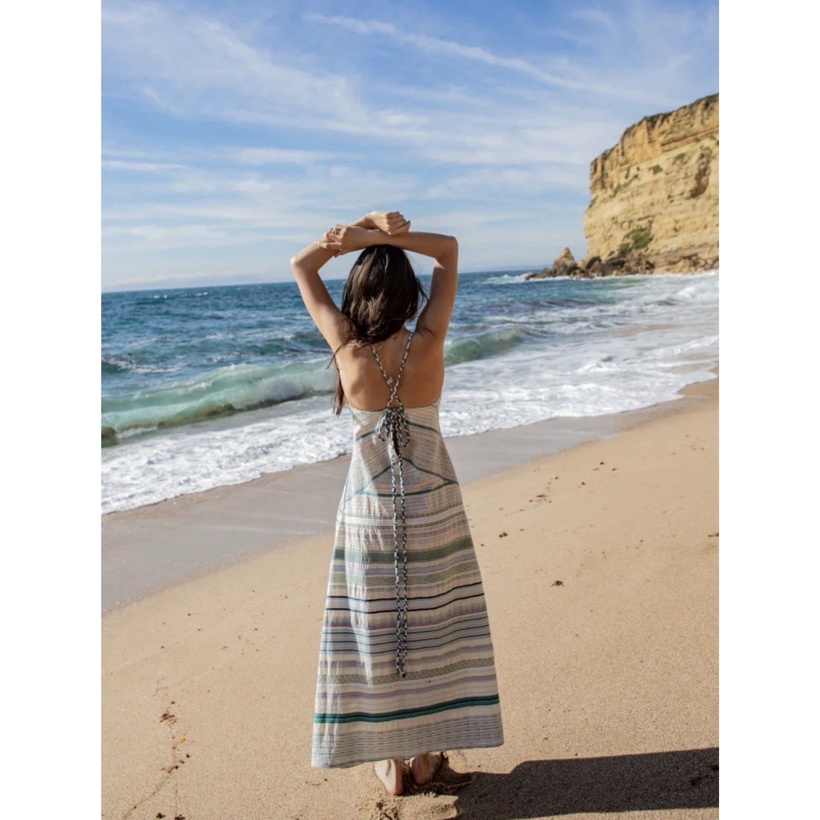 Odile Josefin Halter Maxi Dress Size 1 (Xs/S) Green & Blue Excellent Condition! — image 2 of 8